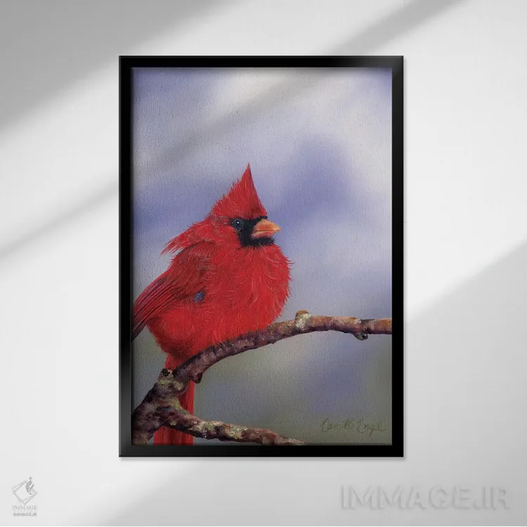 تابلو دکوراتیو بر شاخه اثر کامی یل انگل - نمای قابدار مشکی