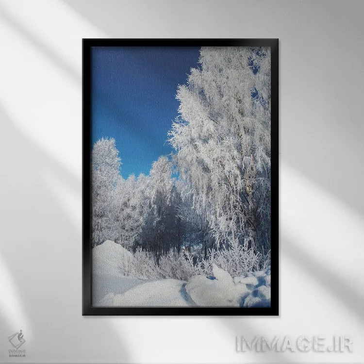 تابلو دکوراتیو برف ترد اثر شارلوت ادر - نمای قابدار مشکی