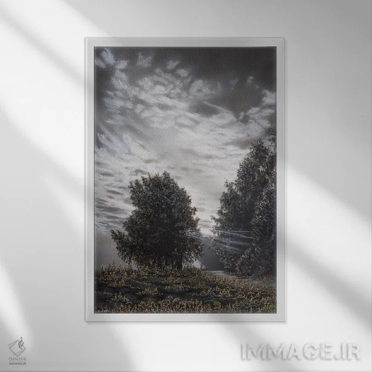 تابلو دکوراتیو نور و سایه ها اثر شارلوت ادر - نمای قابدار سفید