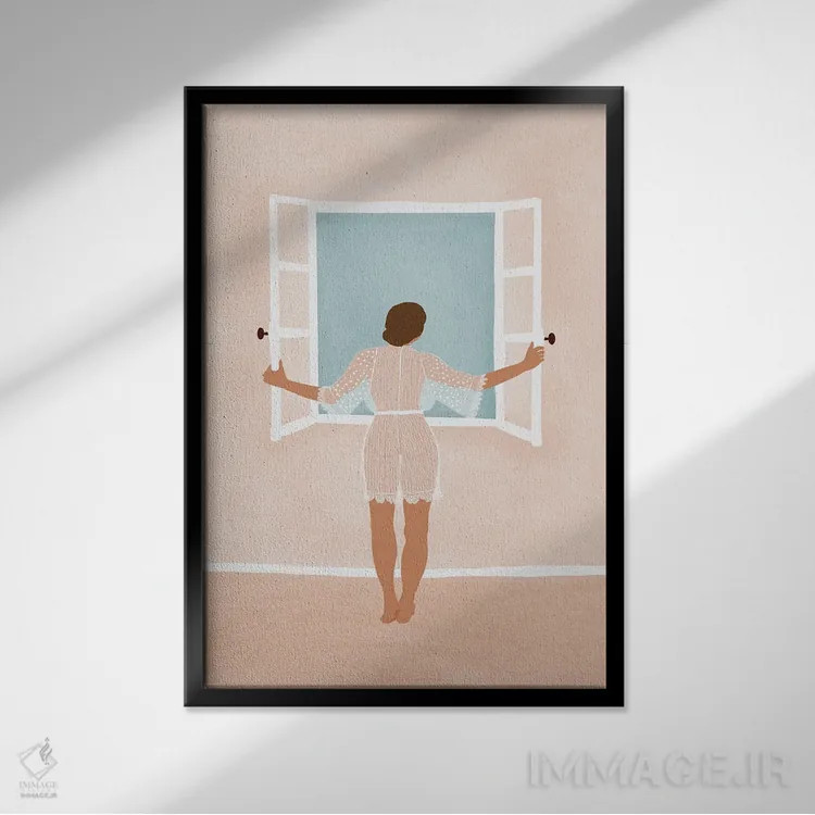 تابلو دکوراتیو نسیم صبحگاهی اثر جیدا الاسار - نمای قابدار مشکی