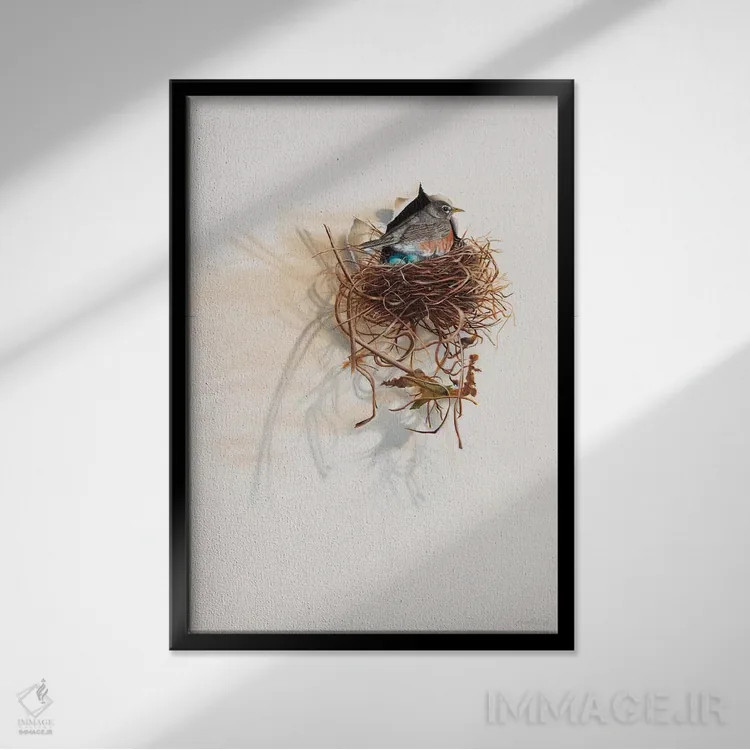 تابلو کلاسیک اتاق زیرشیروانی شهری اثر کامی یل انگل - نمای قابدار مشکی