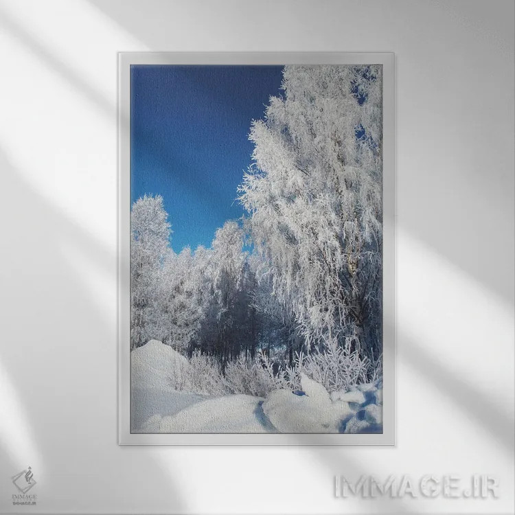تابلو دکوراتیو برف ترد اثر شارلوت ادر - نمای قابدار سفید