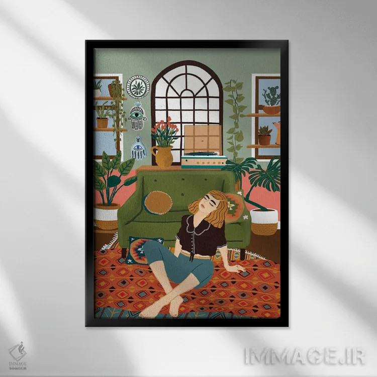 تابلو دکوراتیو آلبوم در حالت تکرار اثر جیدا الاسار - نمای قابدار مشکی