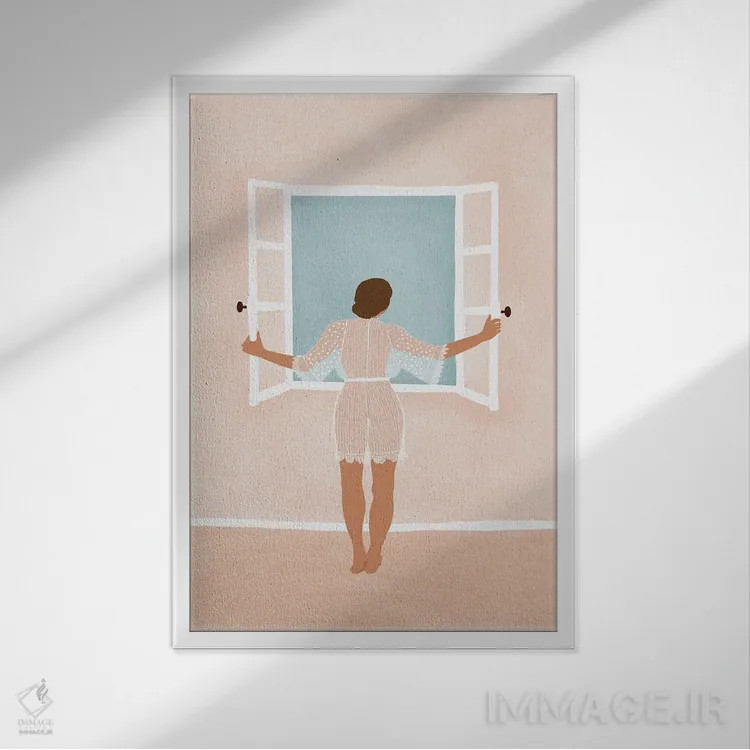 تابلو دکوراتیو نسیم صبحگاهی اثر جیدا الاسار - نمای قابدار سفید