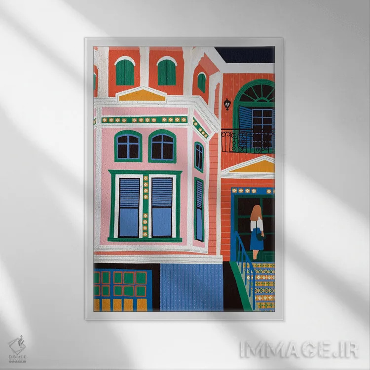 تابلو دکوراتیو خانه ویکتوریایی اثر جیدا الاسار - نمای قابدار سفید