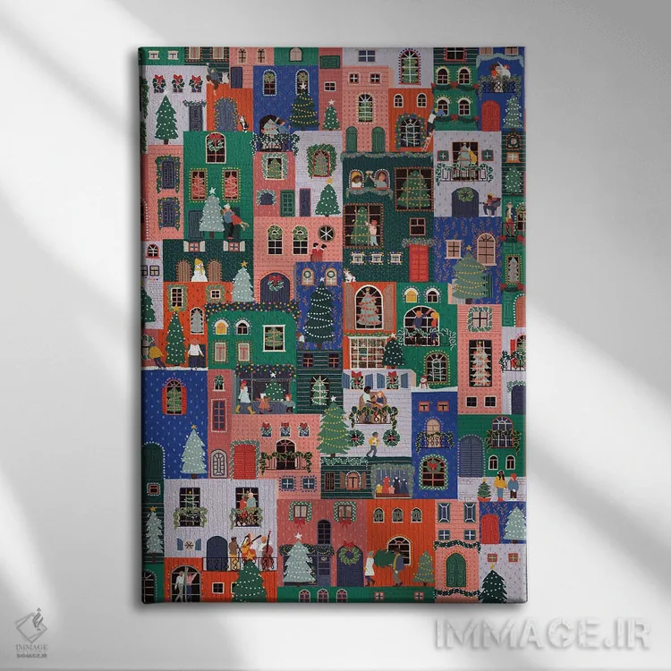 تابلو دکوراتیو شهر کریسمس اثر جیدا الاسار - نمای روبهرو روی دیوار