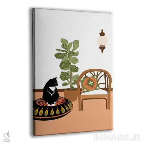 تابلو مدرن گربه بوهمیایی اثر جیدا الاسار - نمای پرسپکتیو محصول
