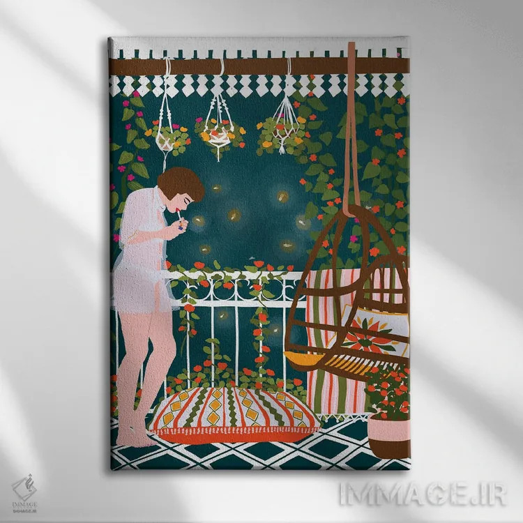 تابلو دکوراتیو کرم شب تاب اثر جیدا الاسار - نمای روبهرو روی دیوار