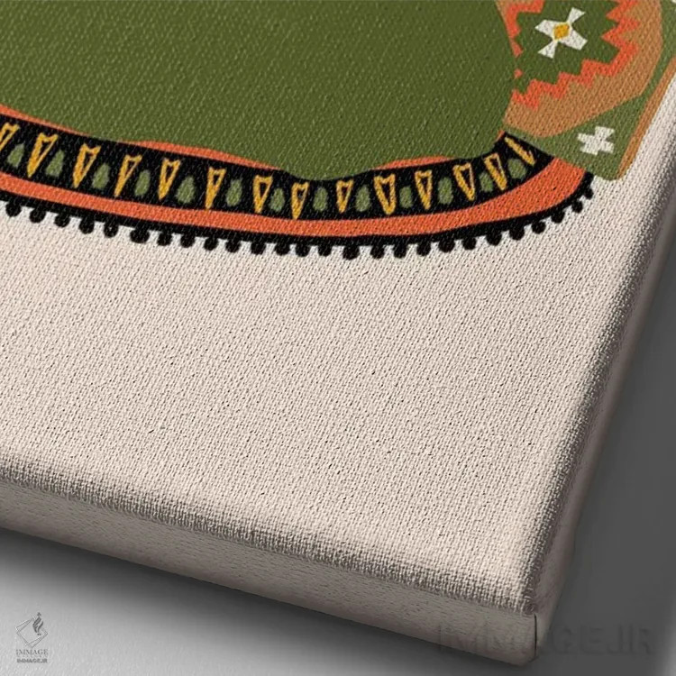 تابلو دکوراتیو نوازنده تنبور اثر جیدا الاسار - نمای نزدیک بافت بوم