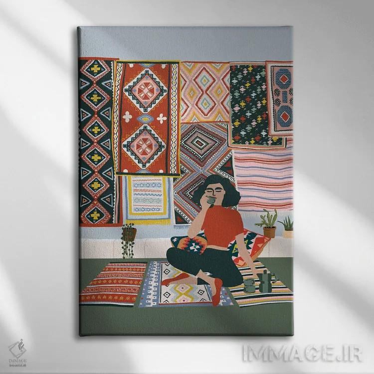 تابلو دکوراتیو استراحت قهوه اثر جیدا الاسار - نمای روبهرو روی دیوار