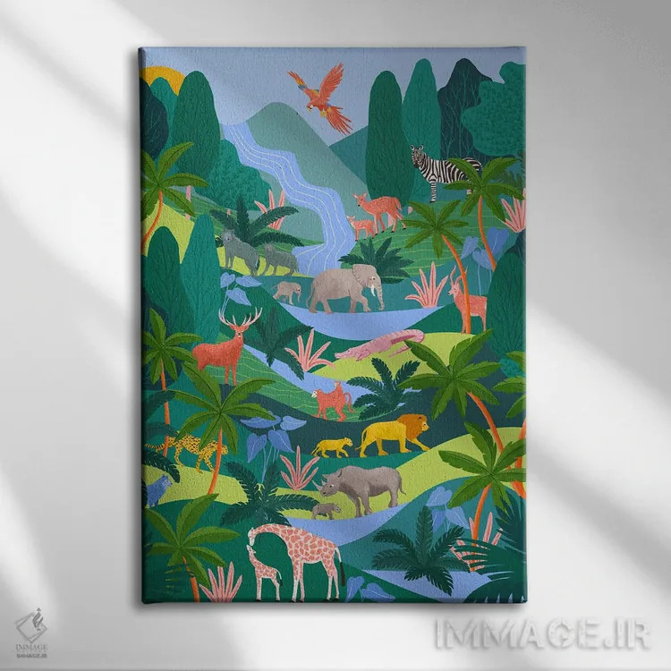 تابلو دکوراتیو جنگل بارانی اثر جیدا الاسار - نمای روبهرو روی دیوار