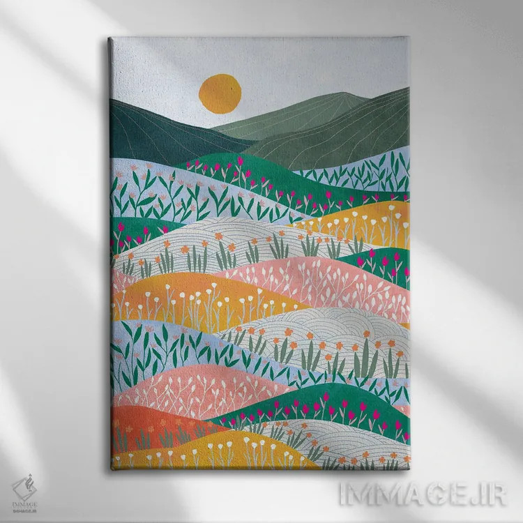 تابلو دکوراتیو طلوع خورشید اثر جیدا الاسار - نمای روبهرو روی دیوار