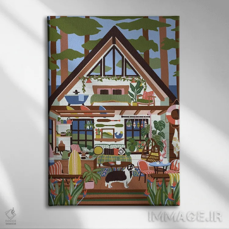 تابلو دکوراتیو کلبه موج سواری اثر جیدا الاسار - نمای روبهرو روی دیوار