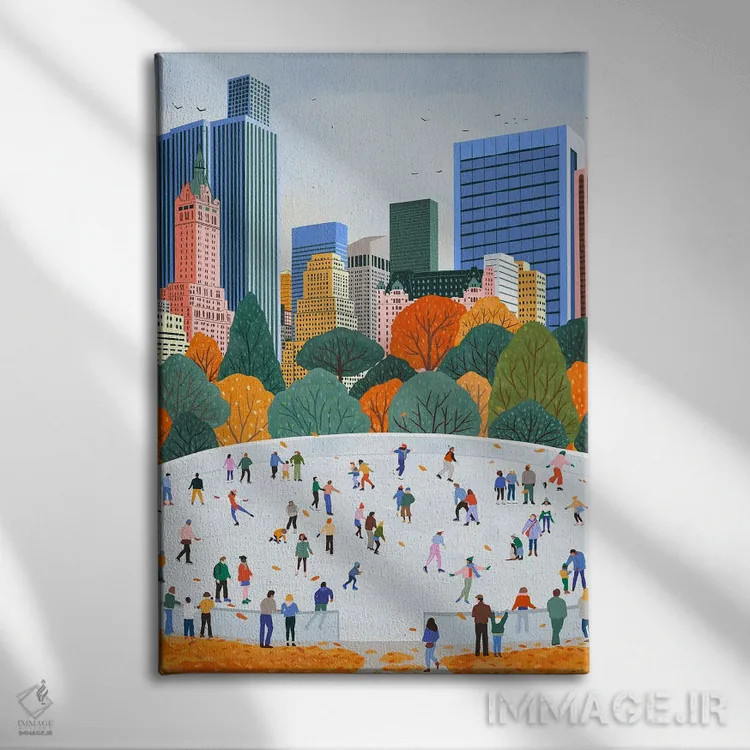 تابلو دکوراتیو پاییز در نیویورک اثر جیدا الاسار - نمای روبهرو روی دیوار