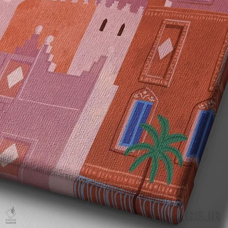 تابلو دکوراتیو غروب در مراکش اثر جیدا الاسار - نمای نزدیک بافت بوم