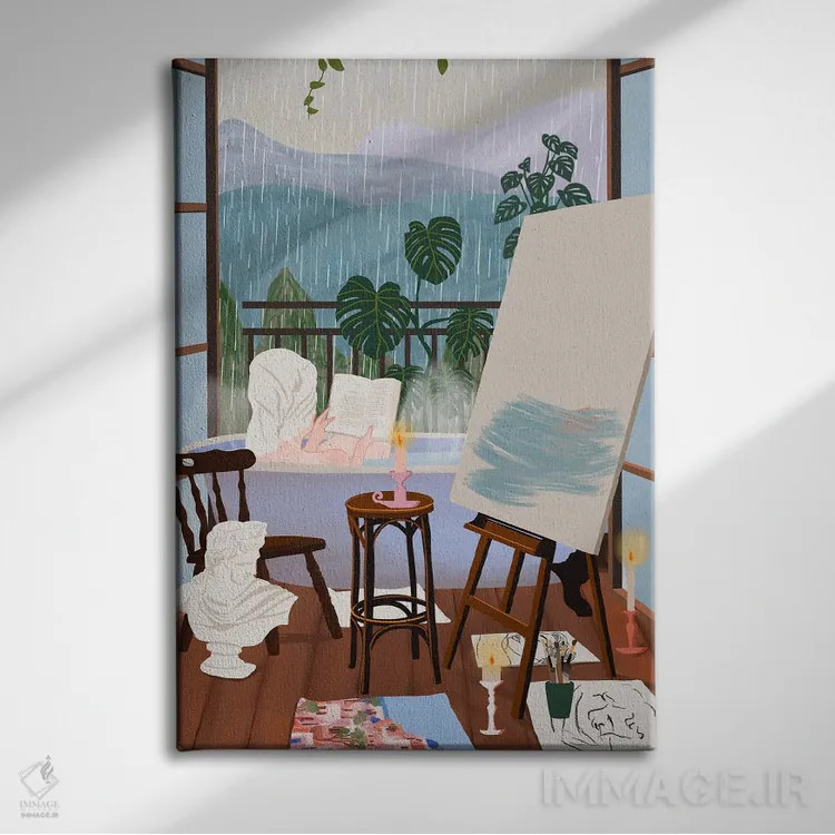 تابلو دکوراتیو اقامتگاه هنرمند اثر جیدا الاسار - نمای روبهرو روی دیوار