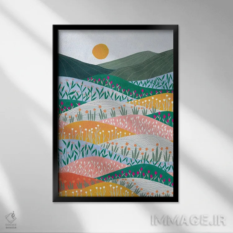 تابلو دکوراتیو طلوع خورشید اثر جیدا الاسار - نمای قابدار مشکی