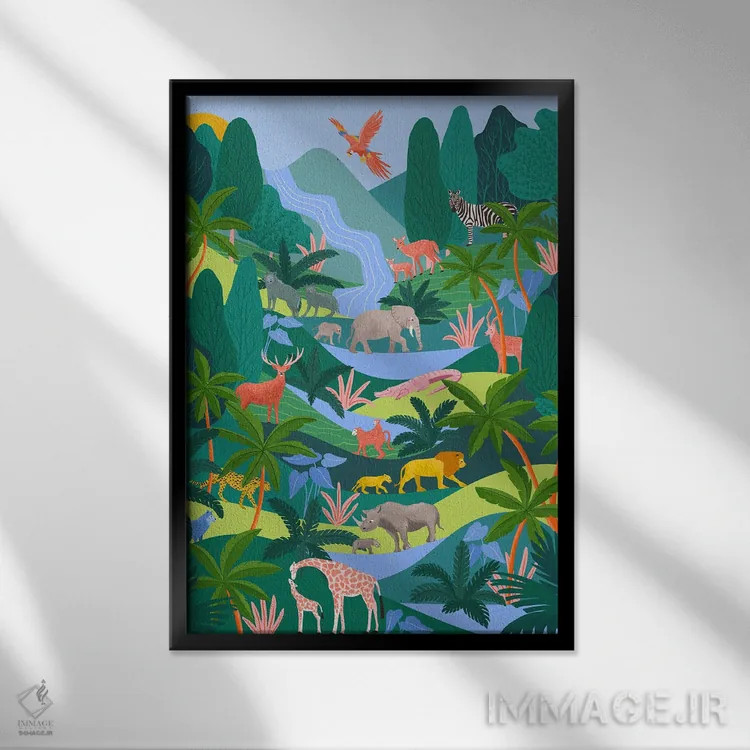 تابلو دکوراتیو جنگل بارانی اثر جیدا الاسار - نمای قابدار مشکی