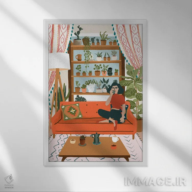 تابلو دکوراتیو ظهر دلپذیر اثر جیدا الاسار - نمای قابدار سفید