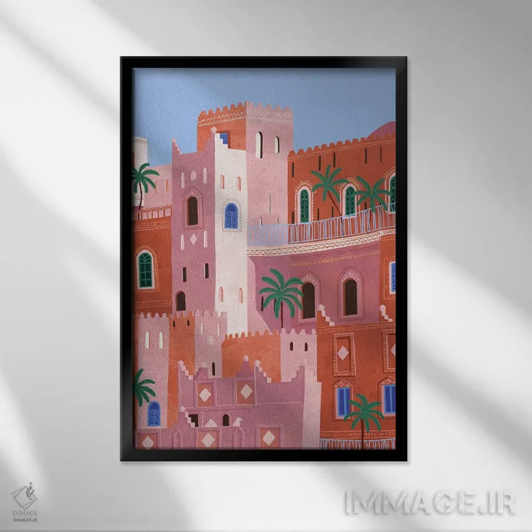 تابلو دکوراتیو غروب در مراکش اثر جیدا الاسار - نمای قابدار مشکی