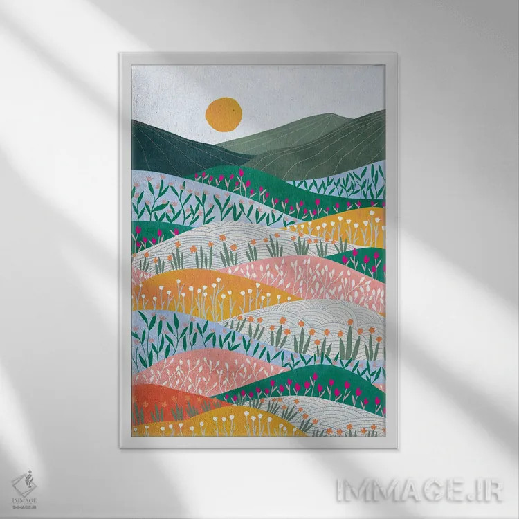 تابلو دکوراتیو طلوع خورشید اثر جیدا الاسار - نمای قابدار سفید