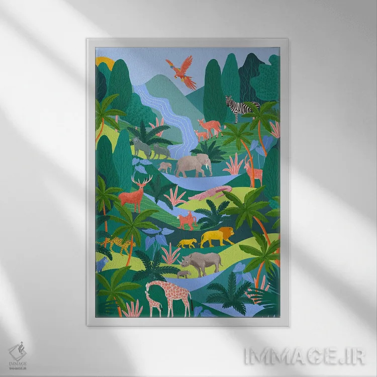 تابلو دکوراتیو جنگل بارانی اثر جیدا الاسار - نمای قابدار سفید