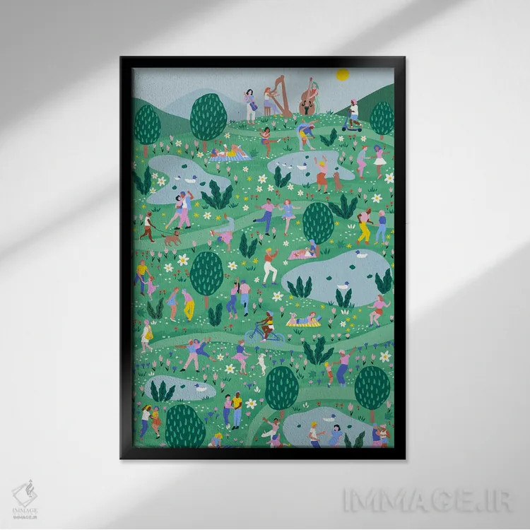 تابلو دکوراتیو جشنواره بهاری اثر جیدا الاسار - نمای قابدار مشکی