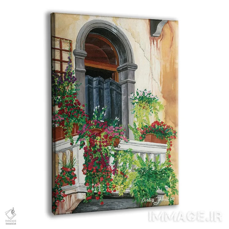 تابلو دکوراتیو بالکن گل دار ونیز اثر کرتیس فانک - نمای پرسپکتیو محصول