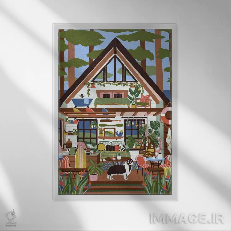 تابلو دکوراتیو کلبه موج سواری اثر جیدا الاسار - نمای قابدار سفید