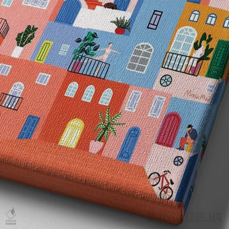 تابلو دکوراتیو در خانه با هم اثر جیدا الاسار - نمای نزدیک بافت بوم