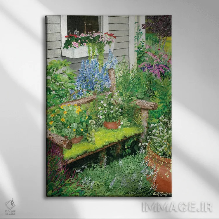 تابلو دکوراتیو نیمکت باغ بارینگتون اثر کرتیس فانک - نمای روبهرو روی دیوار