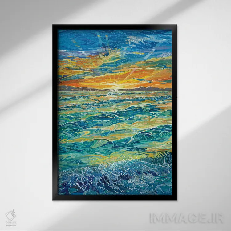 تابلو دکوراتیو غروب جزایر سیستا کیز اثر کرتیس فانک - نمای قابدار مشکی