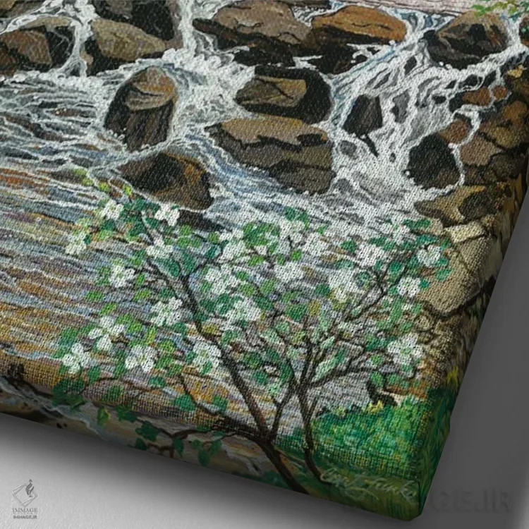 تابلو دکوراتیو آبشار موراویا اثر کرتیس فانک - نمای نزدیک بافت بوم