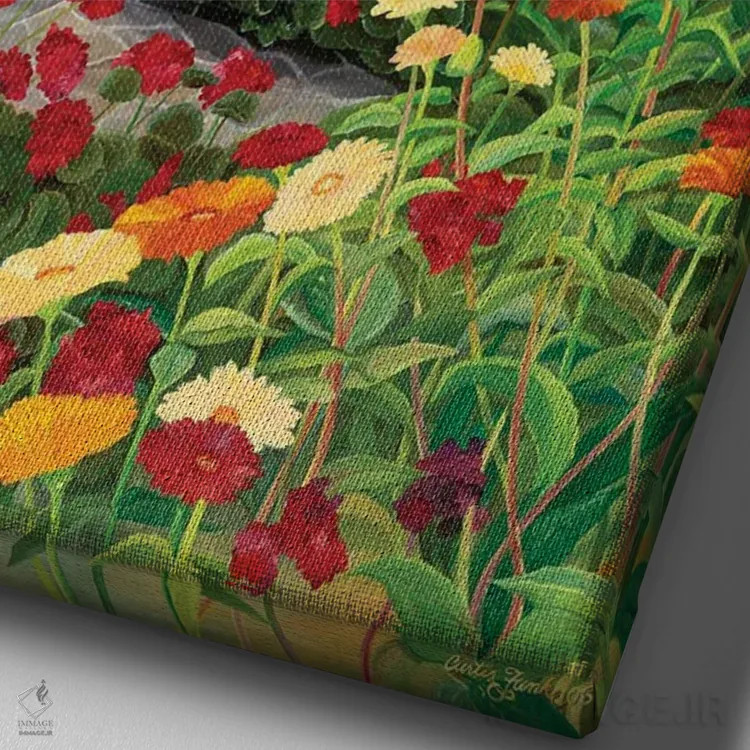 تابلو دکوراتیو باغ توسکانی اثر کرتیس فانک - نمای نزدیک بافت بوم