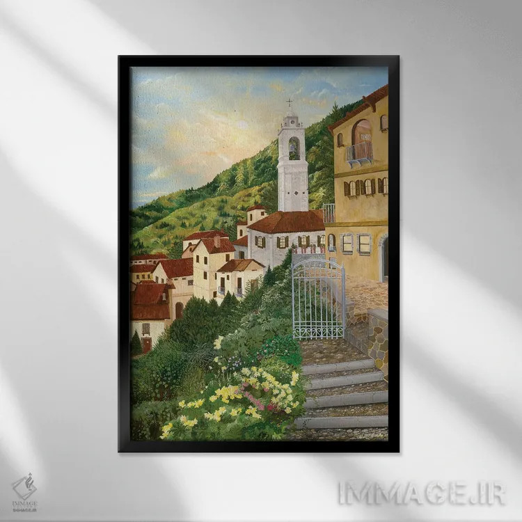 تابلو دکوراتیو ویلای توسکانی اثر کرتیس فانک - نمای قابدار مشکی