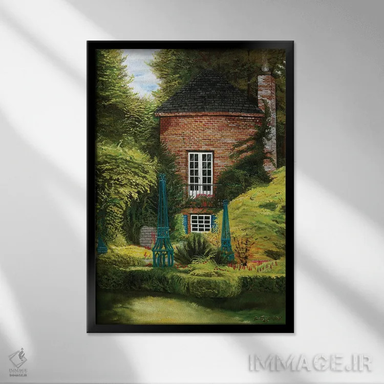 تابلو دکوراتیو چشم انداز باغ بارینگتون اثر کرتیس فانک - نمای قابدار مشکی