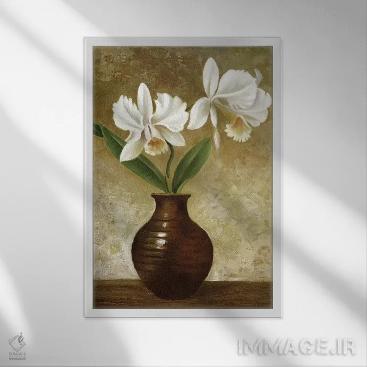 تابلو دکوراتیو ارکیده شکوفا اثر چارلز گال - نمای قابدار سفید