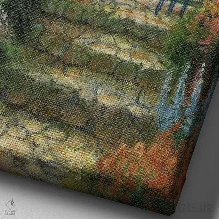 تابلو دکوراتیو ورودی جنگل با گل سرخ اثر چارلز گال - نمای نزدیک بافت بوم