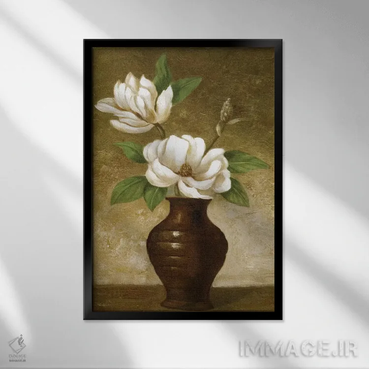 تابلو دکوراتیو ماگنولیای شکوفا اثر چارلز گال - نمای قابدار مشکی