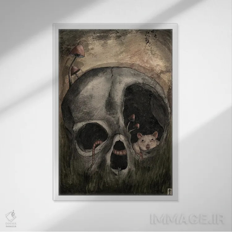 تابلو دکوراتیو چرت جمجمه اثر کرامبز اند گابز - نمای قابدار سفید