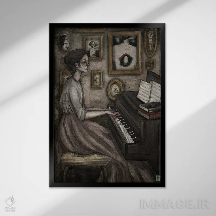 تابلو دکوراتیو پیانیست اثر کرامبز اند گابز - نمای قابدار مشکی