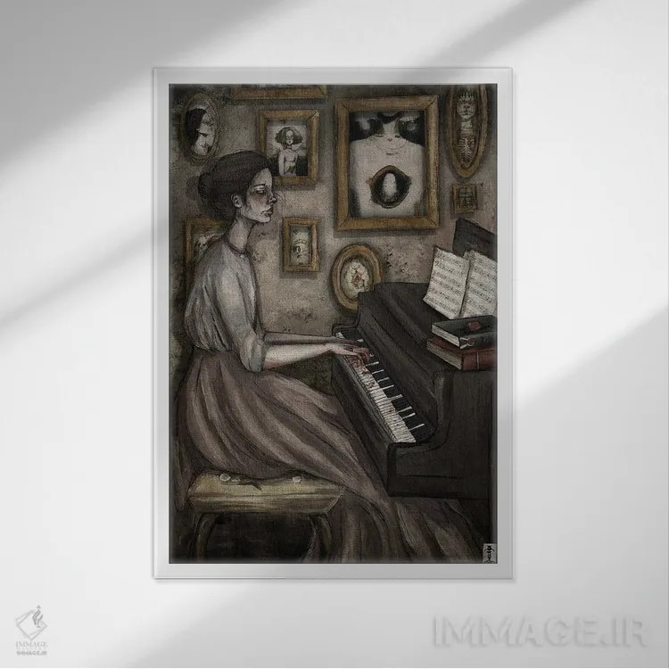 تابلو دکوراتیو پیانیست اثر کرامبز اند گابز - نمای قابدار سفید