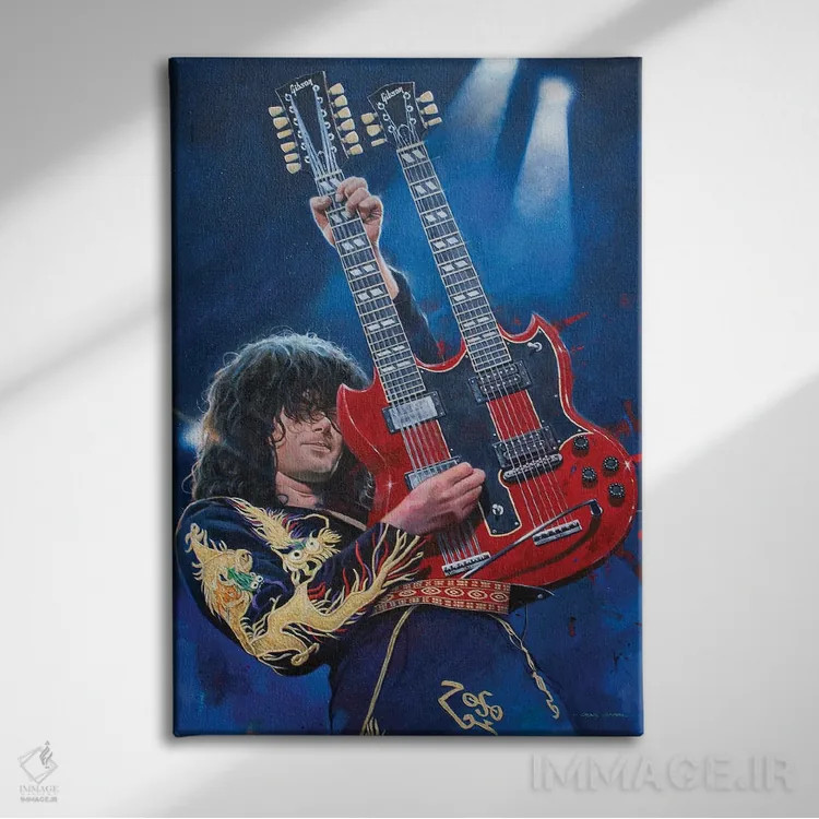 تابلو دکوراتیو جیمی پیج اثر کریگ کمپبل - نمای روبهرو روی دیوار