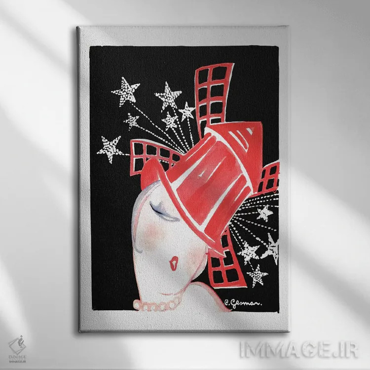 تابلو دکوراتیو 1920s,برنامه مولن روژ: پاریس در میان ستارگان، دهه ۱۹۲۰ اثر چارلز گسمر - نمای روبهرو روی دیوار