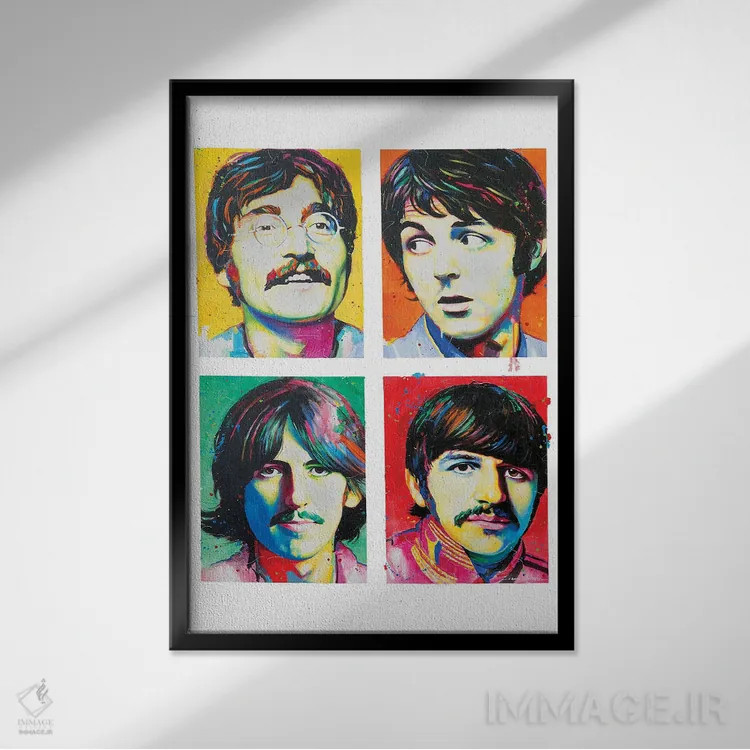 تابلو دکوراتیو بیتلز اثر کریگ کمپبل - نمای قابدار مشکی