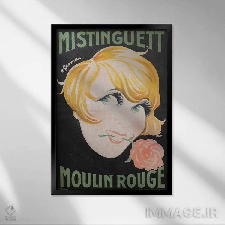 تابلو دکوراتیو 1928,تبلیغ میستنگت مولن روژ، ۱۹۲۸ اثر چارلز گسمر - نمای قابدار مشکی