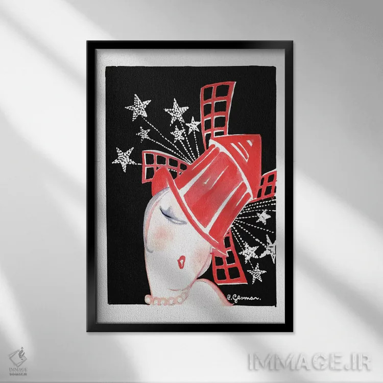 تابلو دکوراتیو 1920s,برنامه مولن روژ: پاریس در میان ستارگان، دهه ۱۹۲۰ اثر چارلز گسمر - نمای قابدار مشکی