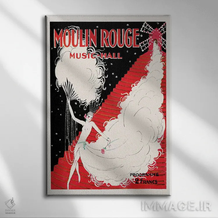 تابلو دکوراتیو Music-Hall Programme, 1920,برنامه موزیک هال مولن روژ، ۱۹۲۰ اثر چارلز گسمر - نمای روبهرو روی دیوار