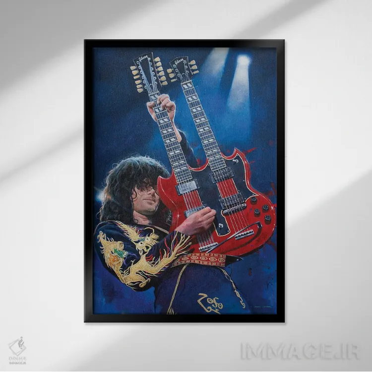 تابلو دکوراتیو جیمی پیج اثر کریگ کمپبل - نمای قابدار مشکی