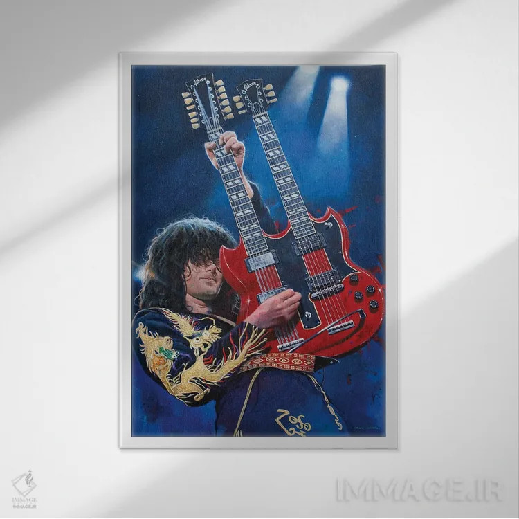 تابلو دکوراتیو جیمی پیج اثر کریگ کمپبل - نمای قابدار سفید